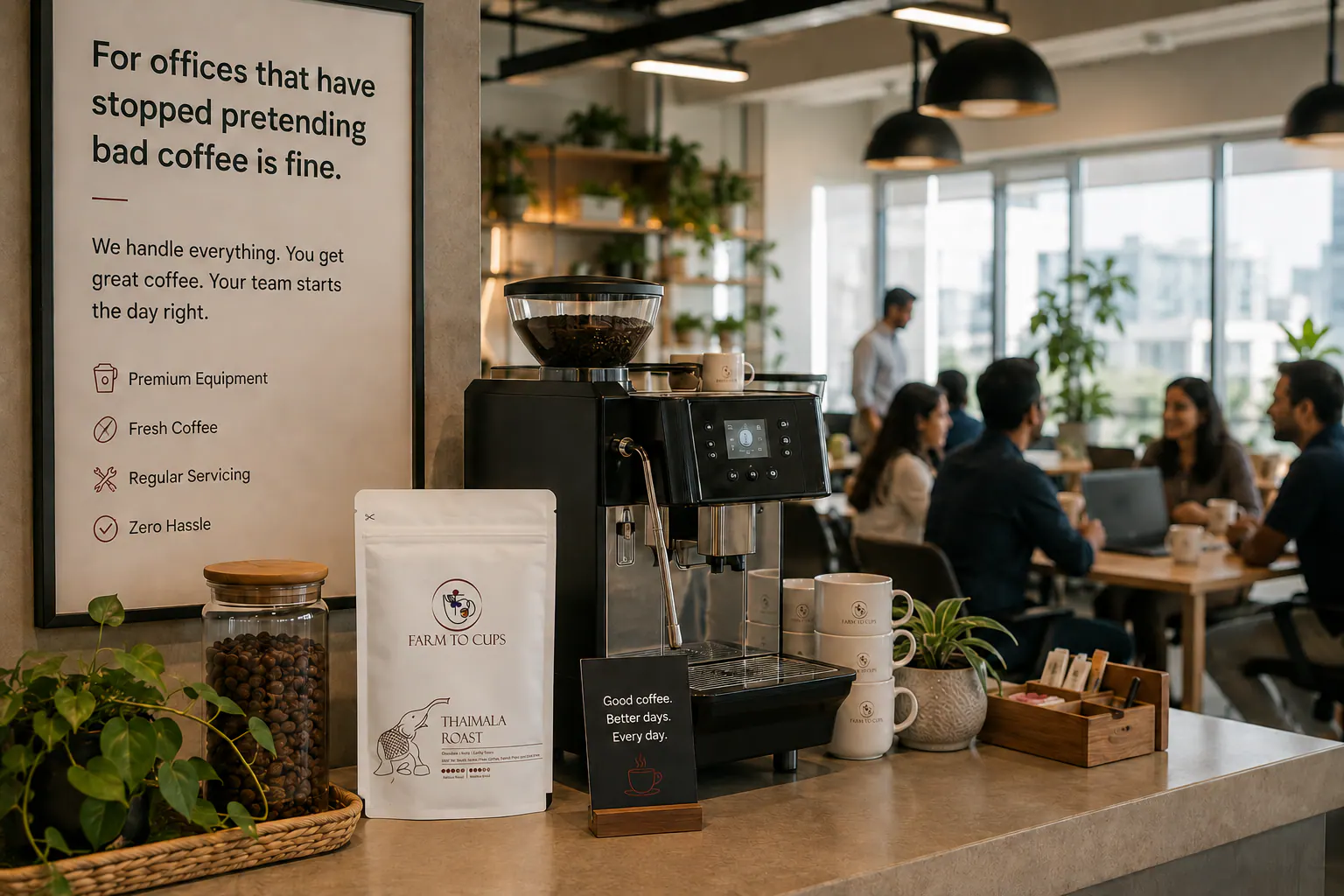 Corporate office coffee setup